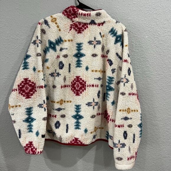 Ocean + Coast Aztec Southwestern Sherpa Full Zip Button Jacket Large - Picture 2 of 4